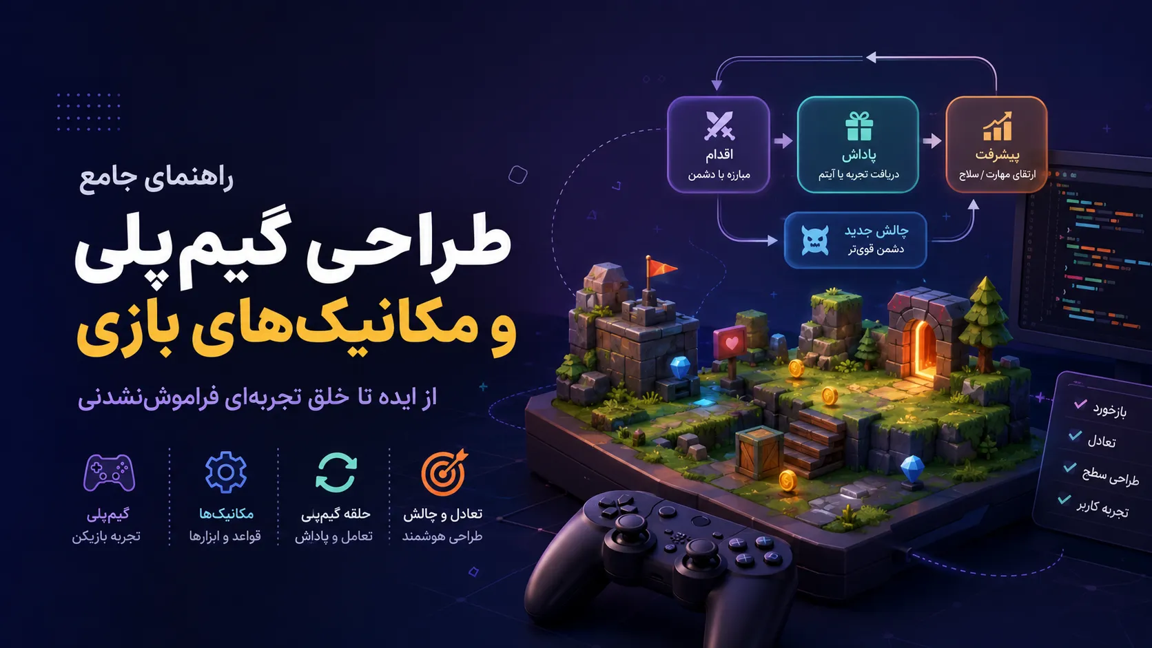 هنر خلق هیجان؛ راهنمای جامع طراحی گیم‌پلی و مکانیک‌های بازی برای توسعه‌دهندگان حرفه‌ای